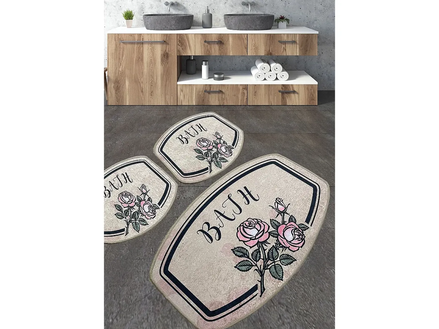 Alfombra De Baño|Ropa De Cama-Alfombra de baño Set (3 piezas) Mand Multicolor