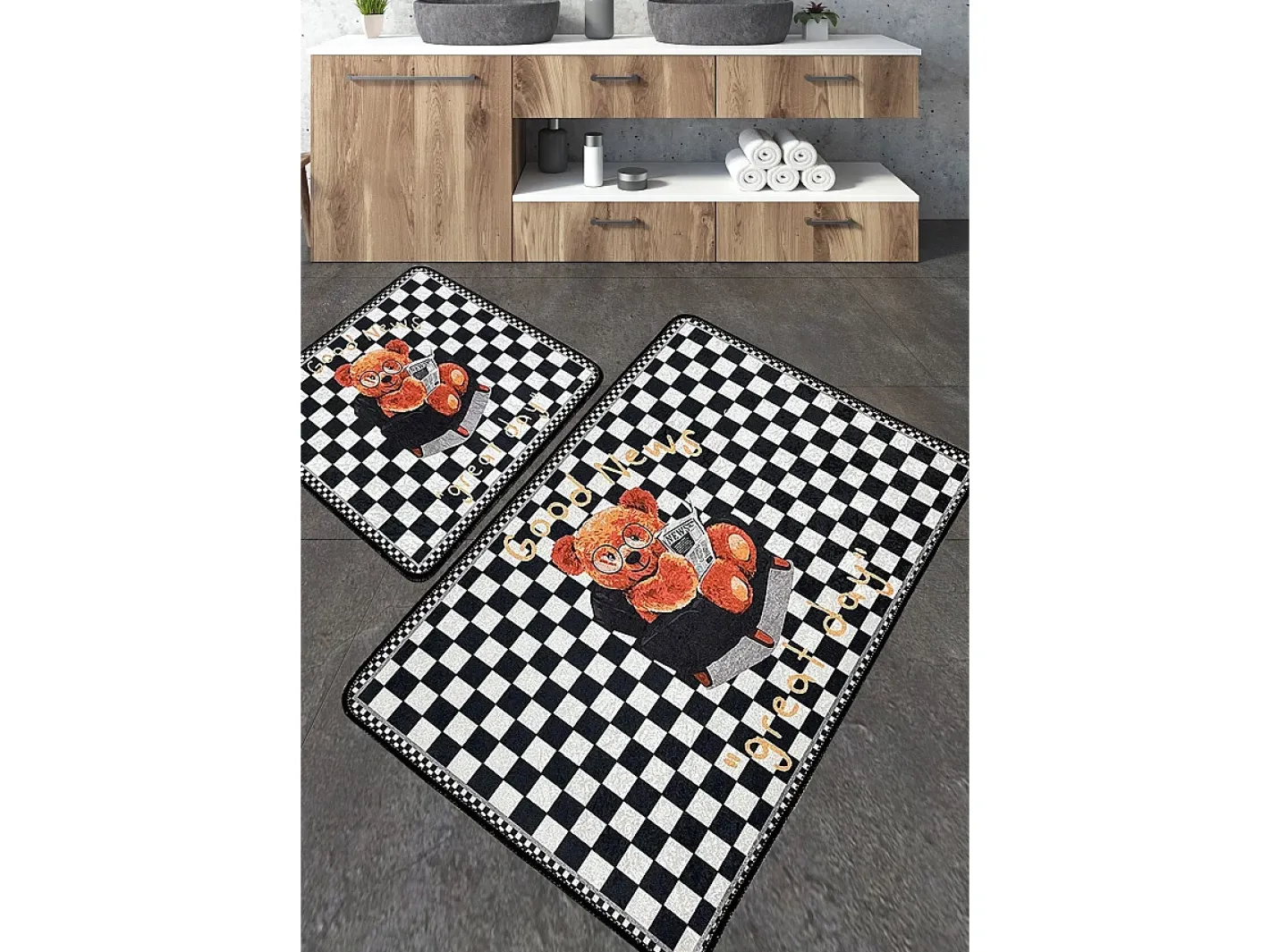 Alfombra De Baño|Ropa De Cama-Alfombra de baño Set (2 piezas) Newspaper Multicolor