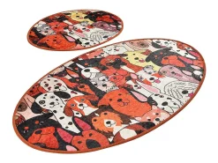 Hot Alfombra de baño Set (2 piezas) Dogs Multicolor