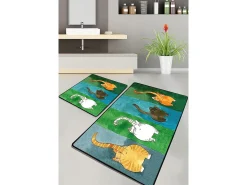 Alfombra De Baño|Ropa De Cama-Alfombra de baño Set (2 piezas) Gatto Carino Multicolor