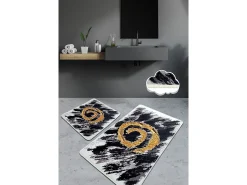 Online Alfombra de baño Set (2 piezas) Dagger oro blanco negro Multicolor