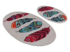 Alfombra De Baño|Ropa De Cama-Alfombra de baño Set (2 piezas) Feather DJT Multicolor