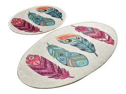 Alfombra De Baño|Ropa De Cama-Alfombra de baño Set (2 piezas) Feather DJT Multicolor