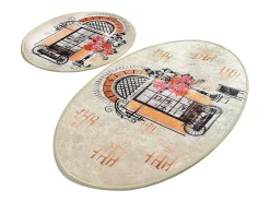 Outlet Alfombra de baño Set (2 piezas) Cafe DJT Multicolor