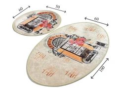 Outlet Alfombra de baño Set (2 piezas) Cafe DJT Multicolor