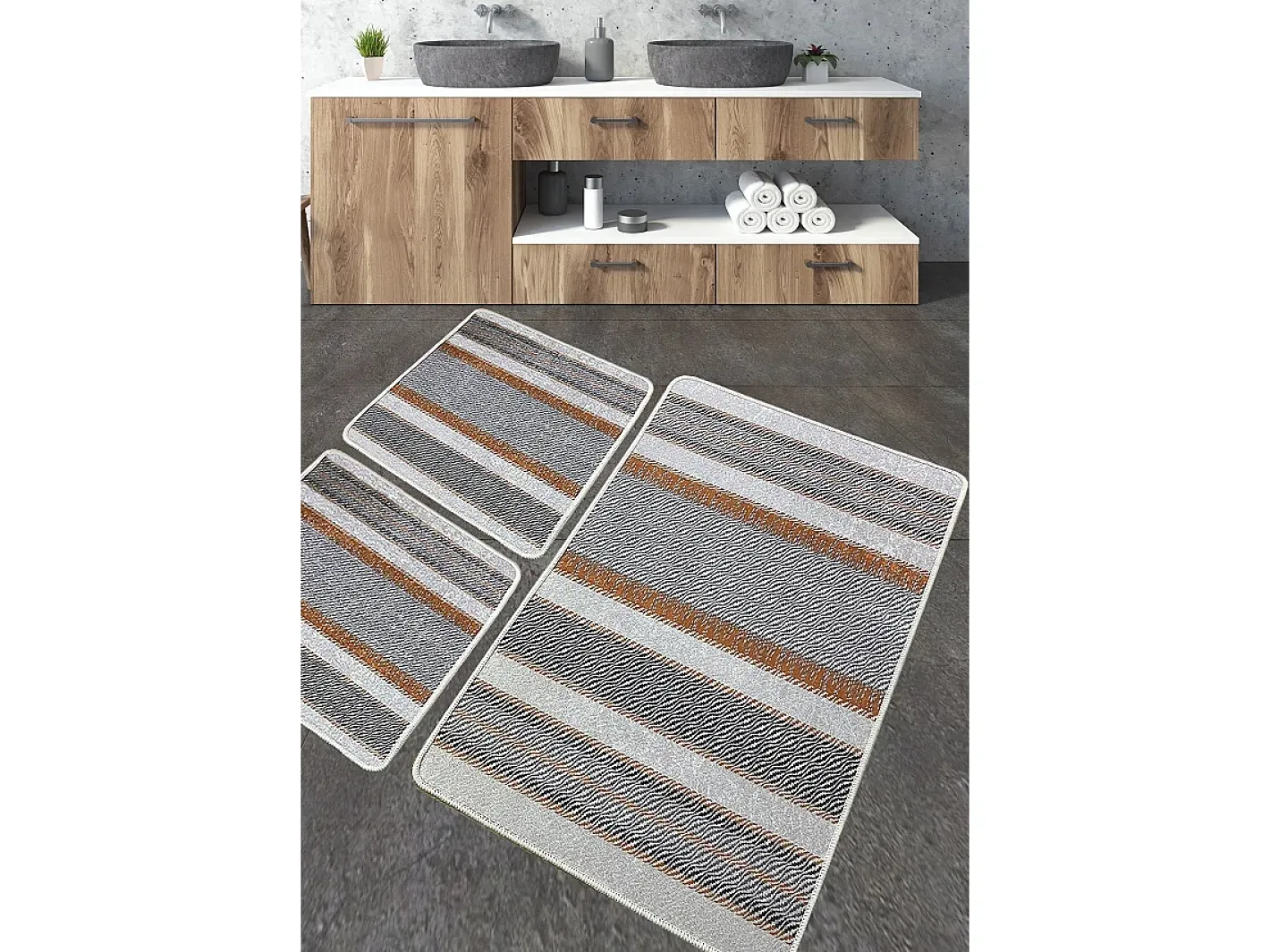 Alfombra De Baño|Ropa De Cama-Alfombra de baño Set (3 piezas) Benver Multicolor