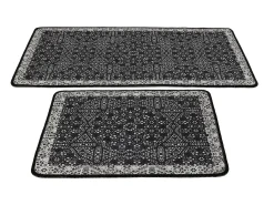 Alfombra De Baño|Ropa De Cama-Alfombra de baño Set (2 piezas) Paisley DJT antracita negro blanco Multicolor