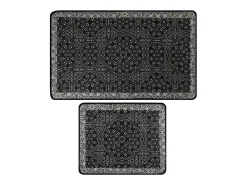 Alfombra De Baño|Ropa De Cama-Alfombra de baño Set (2 piezas) Paisley DJT antracita negro blanco Multicolor