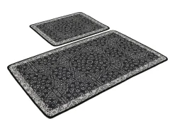 Alfombra De Baño|Ropa De Cama-Alfombra de baño Set (2 piezas) Paisley DJT antracita negro blanco Multicolor