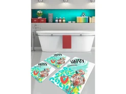 Sale Alfombra de baño Set (3 piezas) Happy Flamingo Multicolor