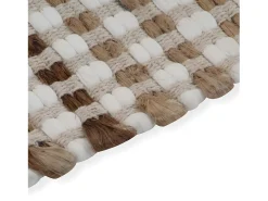 Alfombra De Baño|Ropa De Cama-Alfombra de baño tejida a mano de yute y tela natural y blanca ES383023 Marru00f3n