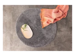 Discount ebuy24 Alfombra de baño Valle Ø60cm oscuro. Gris
