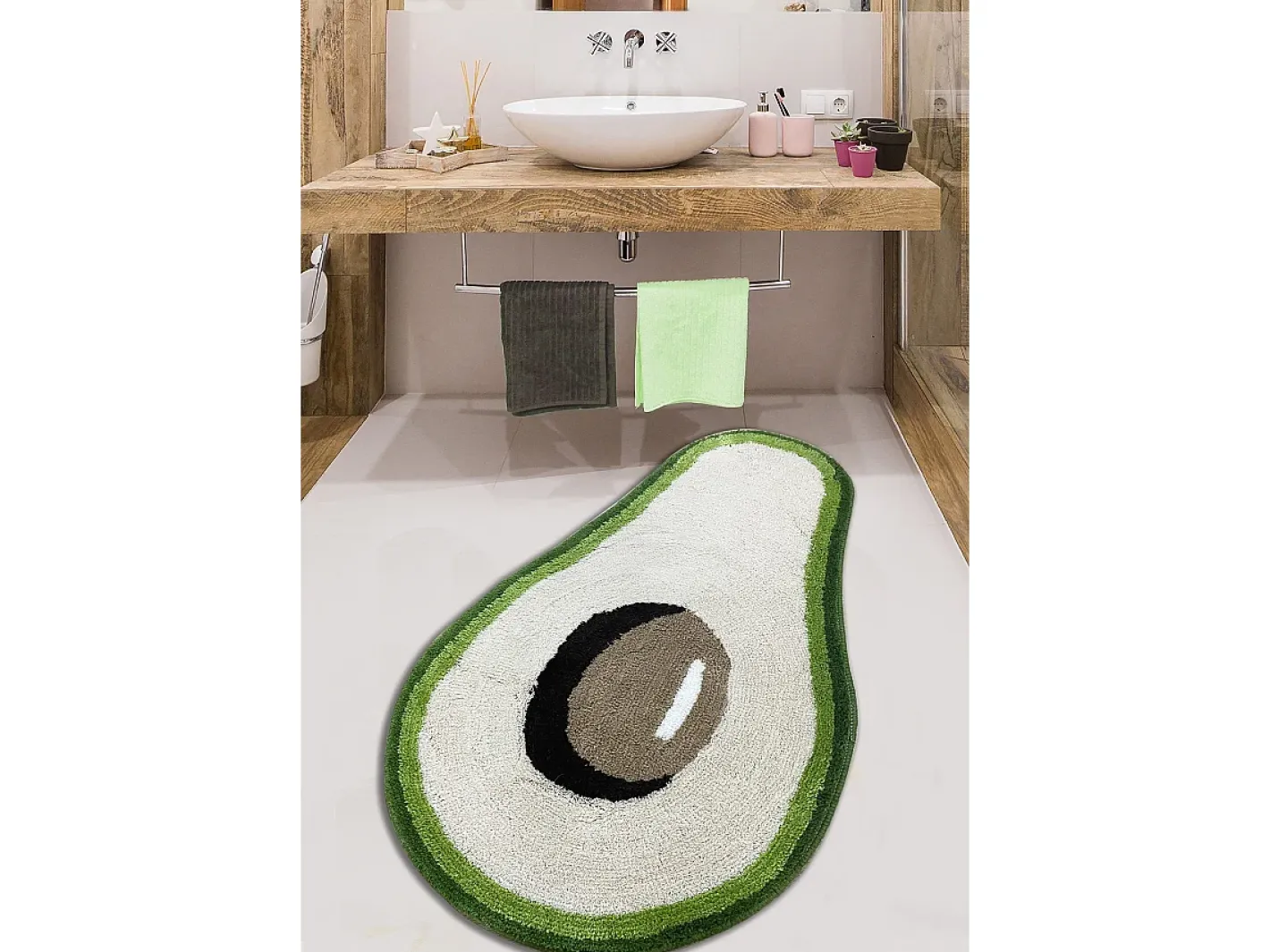 Alfombra De Baño|Ropa De Cama-Alfombra de baño Zavoka negro verde blanco Multicolor