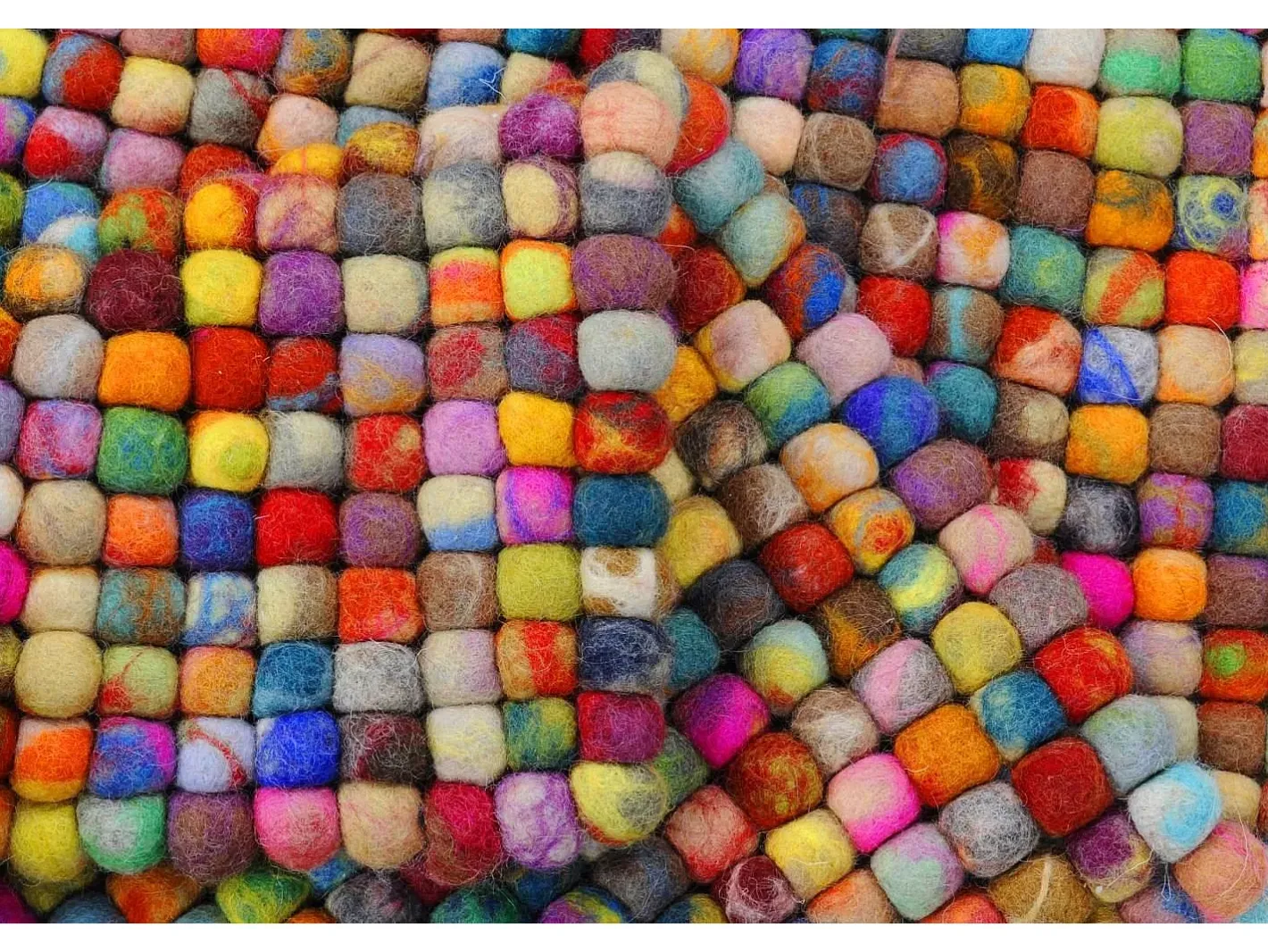 Alfombra De Salón-Alfombra de bolas de fieltro hecha a mano 90x160 cm Colorido Felty 2.2 Multicolor