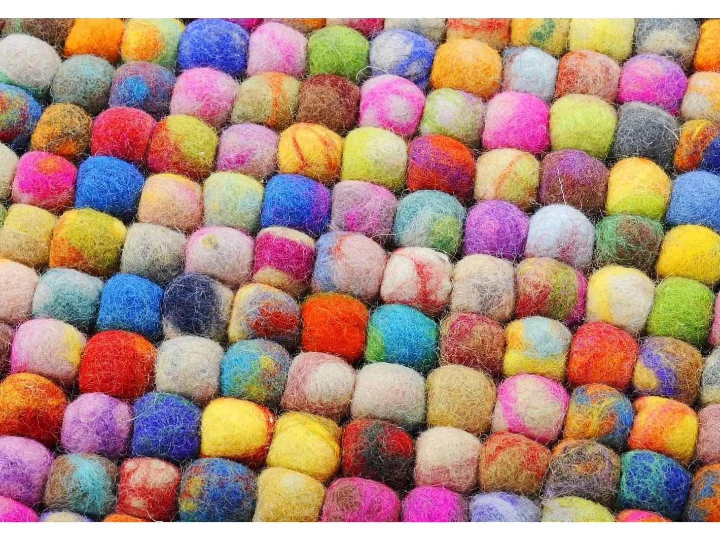 Alfombra De Salón-Alfombra de bolas de fieltro hecha a mano 90x160 cm Colorido Felty 2.2 Multicolor
