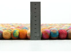 Outlet Alfombra de bolas de fieltro hecha a mano 70x270 cm Colorido Felty 2.2 Multicolor