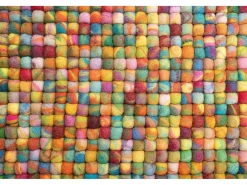 Outlet Alfombra de bolas de fieltro hecha a mano 70x270 cm Colorido Felty 2.2 Multicolor
