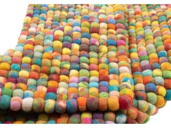 Outlet Alfombra de bolas de fieltro hecha a mano 70x270 cm Colorido Felty 2.2 Multicolor