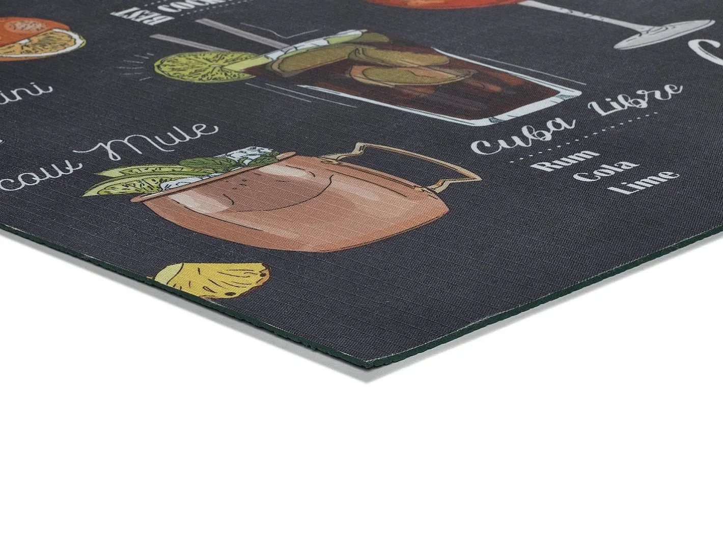 Alfombra De Cocina-Alfombra de cocina - Diseños de cócteles - - 52 x 200 cm - RICCI Negro