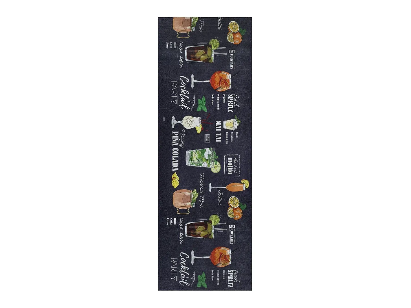 Alfombra De Cocina-Alfombra de cocina - Diseños de cócteles - - 52 x 200 cm - RICCI Negro