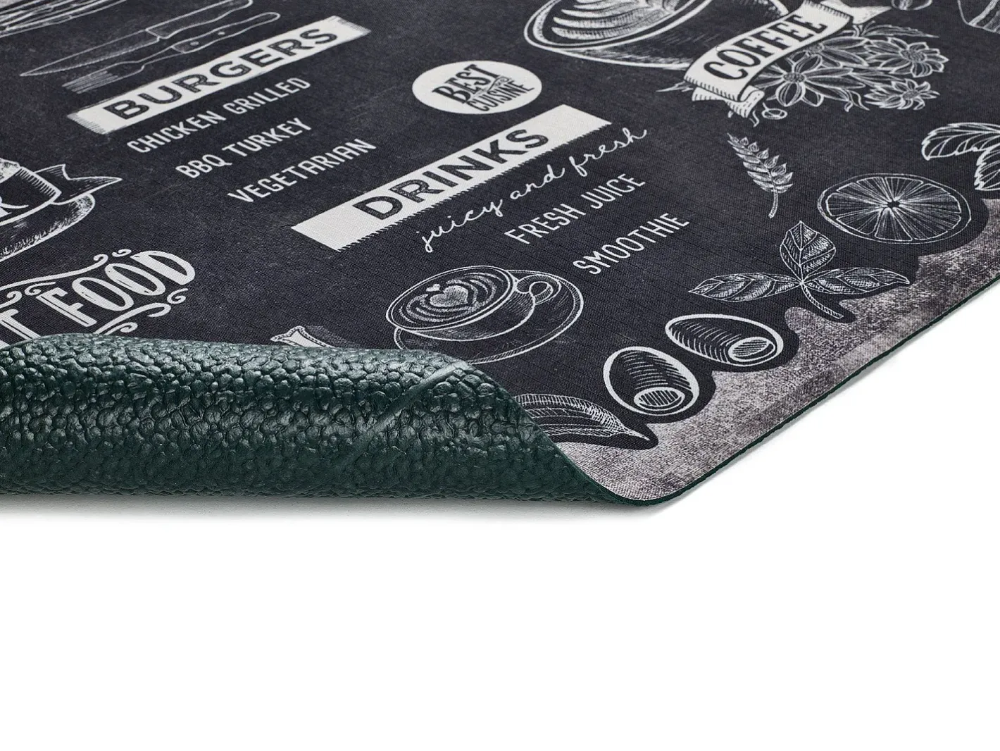 Alfombra de cocina - Diseño de menús - - 52 x 200 cm - RICCI Negro Clearance