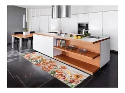 Alfombra de cocina - dibujos con flores - - 52 x 100 cm - RICCI Multicolor