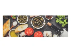 Alfombra De Cocina-Alfombra de cocina lavable terciopelo dibujo vino cena 60x180cm ES749914 Multicolor