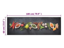 Alfombra de cocina lavable terciopelo dibujo especias 60x180 cm ES211826 Multicolor Clearance
