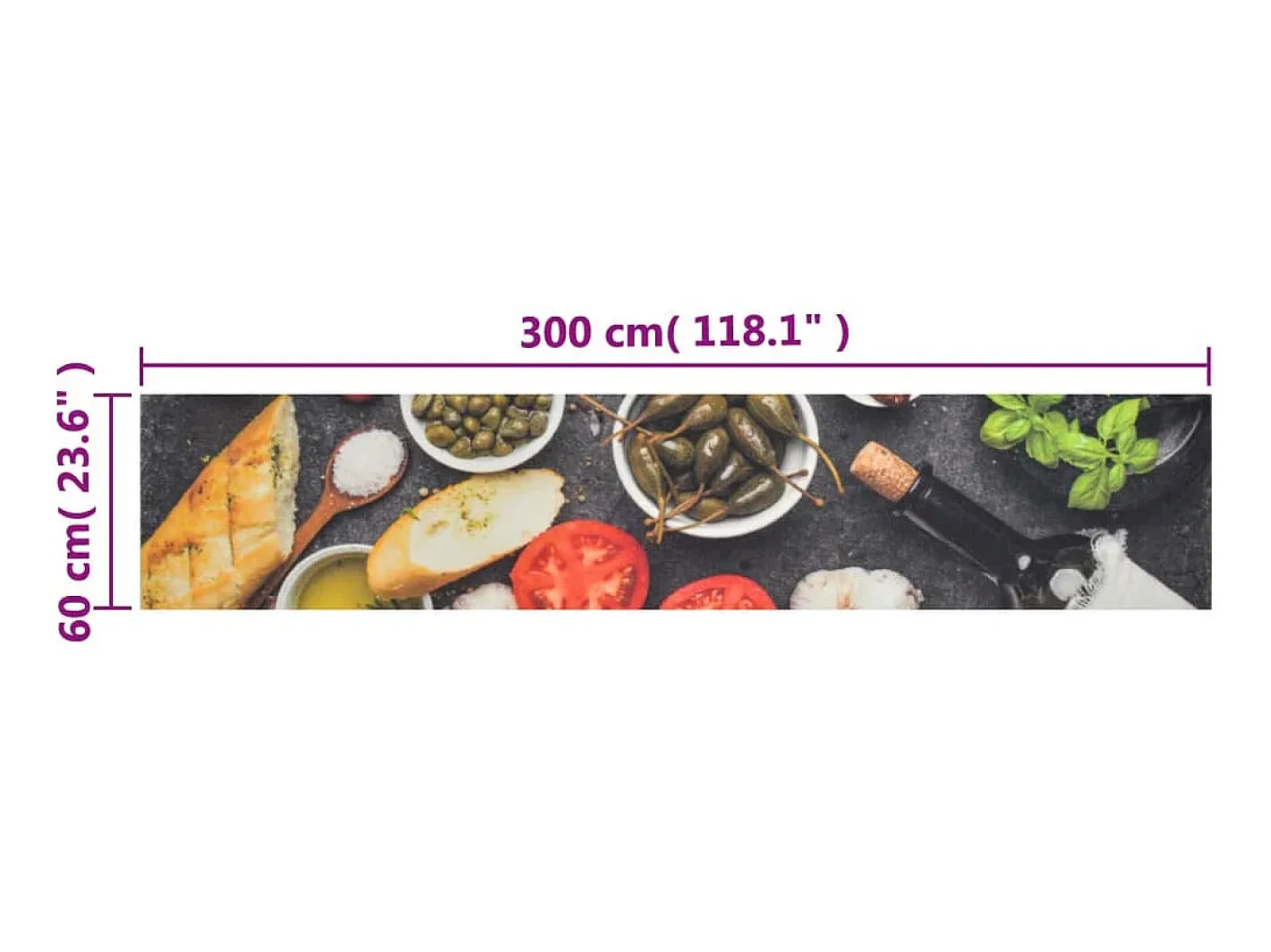 Discount Alfombra de cocina lavable terciopelo dibujo vino cena 60x300cm ES421743 Multicolor