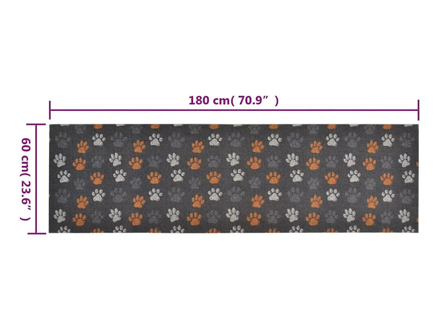 Outlet Alfombra de cocina lavable terciopelo dibujo de patas 60x180 cm ES974397 Multicolor