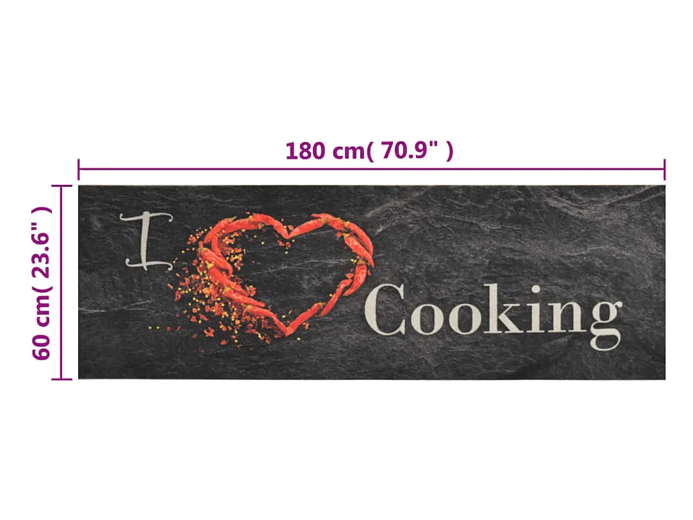 Alfombra de cocina lavable terciopelo Cooking negro 60x180 cm ES459330 Multicolor Discount