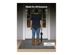 Felpudo-Alfombra de Entrada SucceBuy, 152,4 x 91,4 cm, Felpudo Exterior Interior con Reverso Antideslizante PVC, Resistente Y Lavable, Atrapa Polvo, Gris Negro