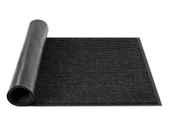 Best Alfombra de Entrada SucceBuy, 183 x 122 cm, Felpudo Exterior Interior Elegante Rayado, con Reverso Antideslizante PVC, Resistente Lavable, Atrapa Polvo, Gris Negro