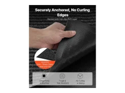 Best Alfombra de Entrada SucceBuy, 183 x 122 cm, Felpudo Exterior Interior Elegante Rayado, con Reverso Antideslizante PVC, Resistente Lavable, Atrapa Polvo, Gris Negro