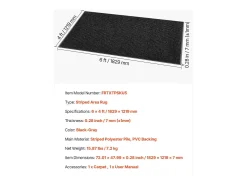 Best Alfombra de Entrada SucceBuy, 183 x 122 cm, Felpudo Exterior Interior Elegante Rayado, con Reverso Antideslizante PVC, Resistente Lavable, Atrapa Polvo, Gris Negro