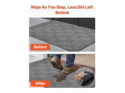 Online Alfombra de Entrada SucceBuy, 156x91,4 cm, Felpudo Exterior Interior Moderno Elegante, con Reverso Antideslizante TPE, Resistente Lavable, Atrapa Polvo, Gris Negro