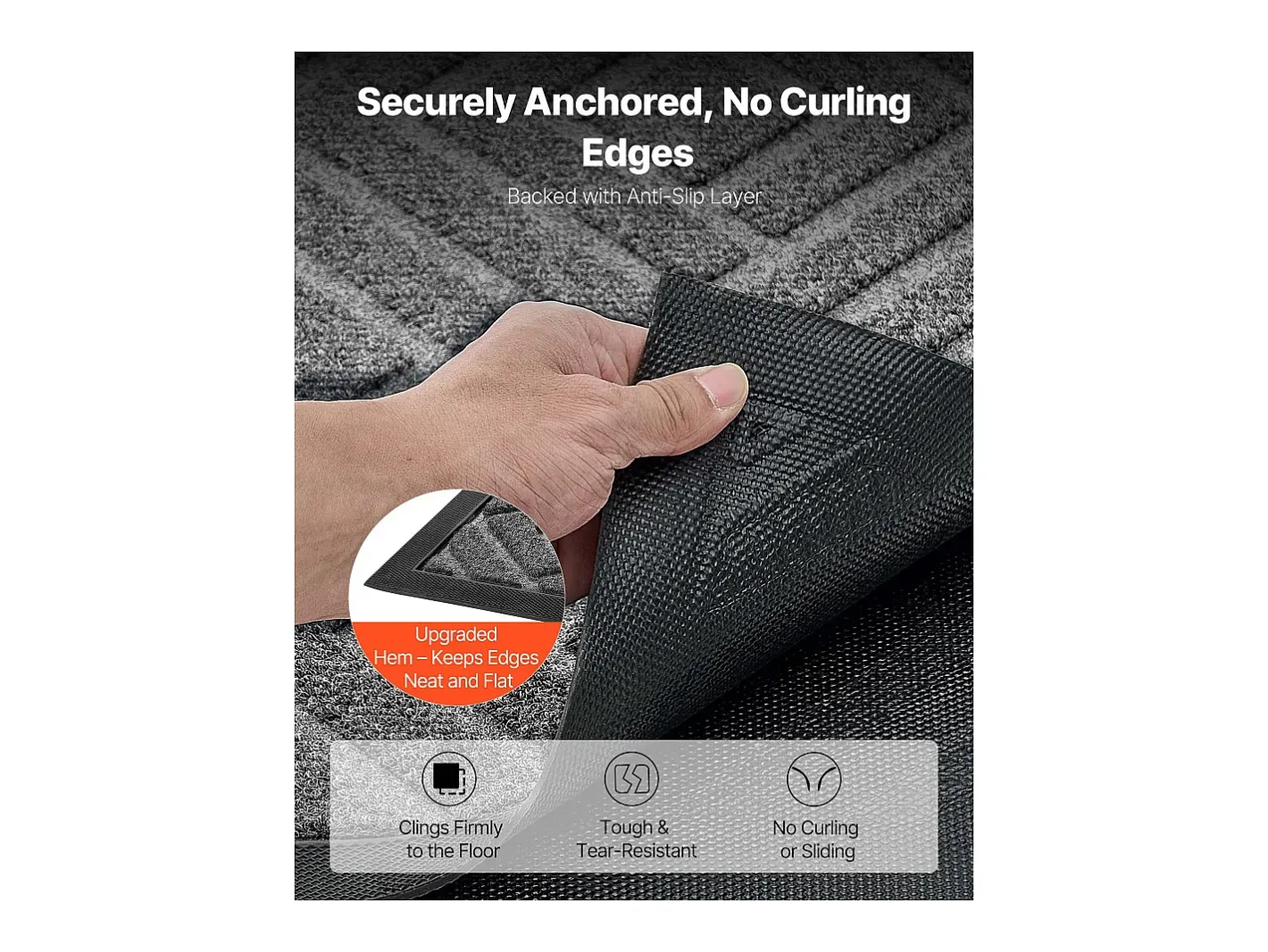 Online Alfombra de Entrada SucceBuy, 156x91,4 cm, Felpudo Exterior Interior Moderno Elegante, con Reverso Antideslizante TPE, Resistente Lavable, Atrapa Polvo, Gris Negro