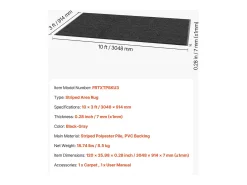 Alfombra de Entrada SucceBuy, 305 x 91,4 cm, Felpudo Exterior Interior Elegante Rayado, con Reverso Antideslizante PVC, Resistente Lavable, Atrapa Polvo, Gris Negro Clearance