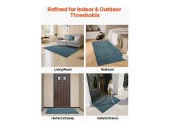 Alfombra de Entrada SucceBuy, 183x122 cm, Felpudo Exterior Interior con Reverso Antideslizante PVC, Resistente Lavable, Atrapa Polvo, Azul Pizarra Negro Online