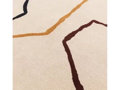 Alfombra De Salón-Alfombra de estilo medio siglo, hecha a mano 100% lana - 160x230cm - crema, verde, ocre, burdeos, negro - Reef Linear Multicolor