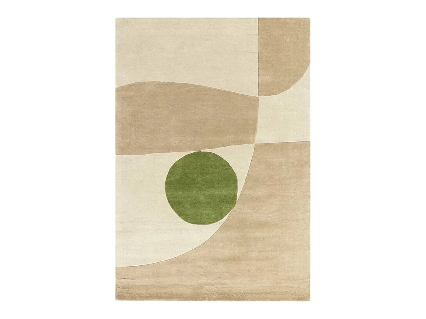 Sale Alfombra de estilo medio siglo, hecha a mano 100% lana - 120x170cm - , beige, verde - Reef Horizon Crema