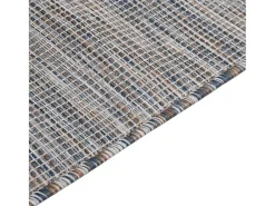 Clicnbuy Alfombra De Exterior-Alfombra de exterior de tejido plano marrón y azul 80x150 cm Negro
