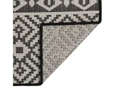 Alfombra De Cocina-Alfombra de exterior de tejido plano 140x200 cm Rayas negras Negro