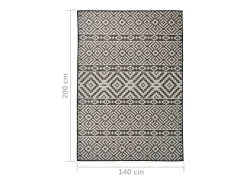 Alfombra De Cocina-Alfombra de exterior de tejido plano 140x200 cm Rayas negras Negro