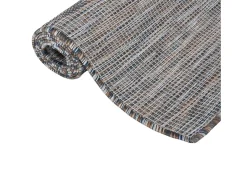 Alfombra de exterior de tejido plano marrón y azul 200x280 cm ES73628 Negro Clearance