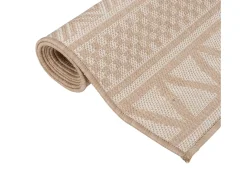 Clicnbuy Alfombra De Exterior-Alfombra de exterior de tejido plano rayas marrones 160x230 cm Marru00f3n