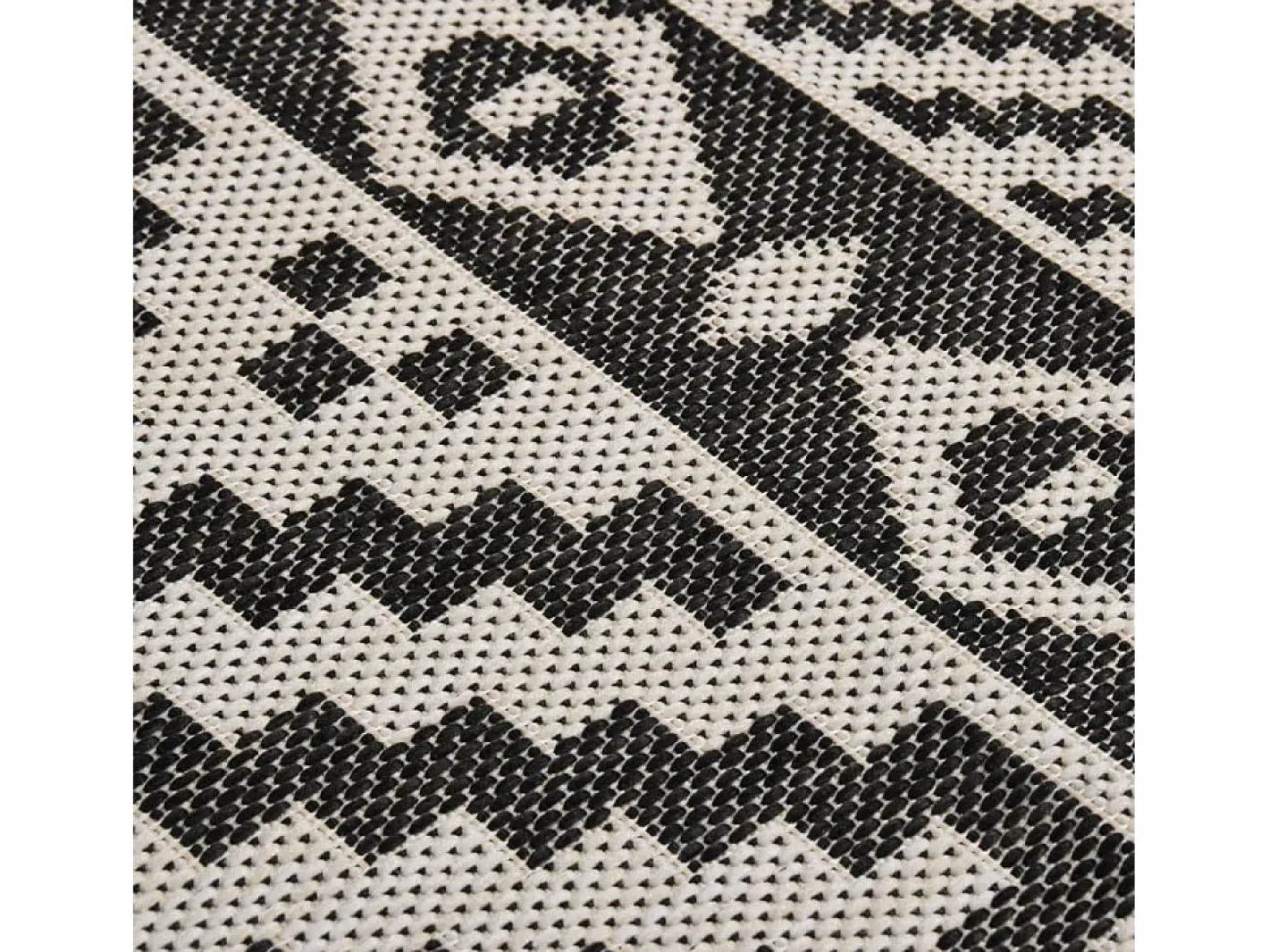 Clicnbuy Alfombra De Exterior-Alfombra de exterior de tejido plano rayas negras 100x200 cm Negro