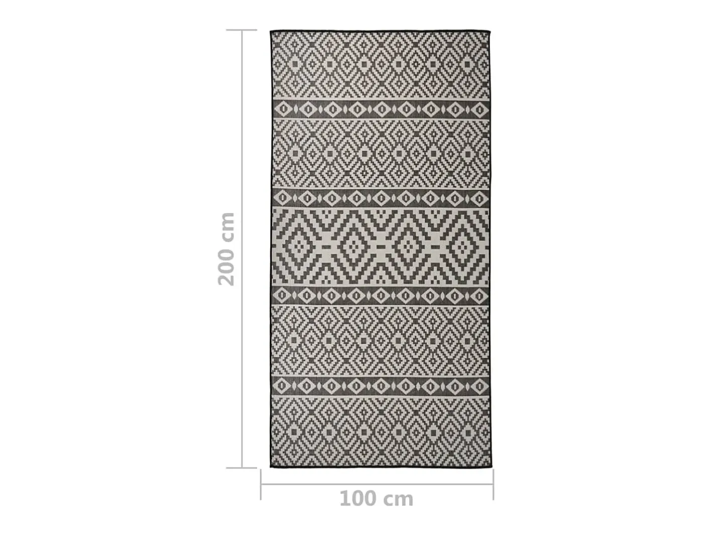 Clicnbuy Alfombra De Exterior-Alfombra de exterior de tejido plano rayas negras 100x200 cm Negro