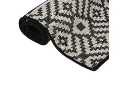 Clicnbuy Alfombra De Exterior-Alfombra de exterior de tejido plano rayas negras 100x200 cm Negro