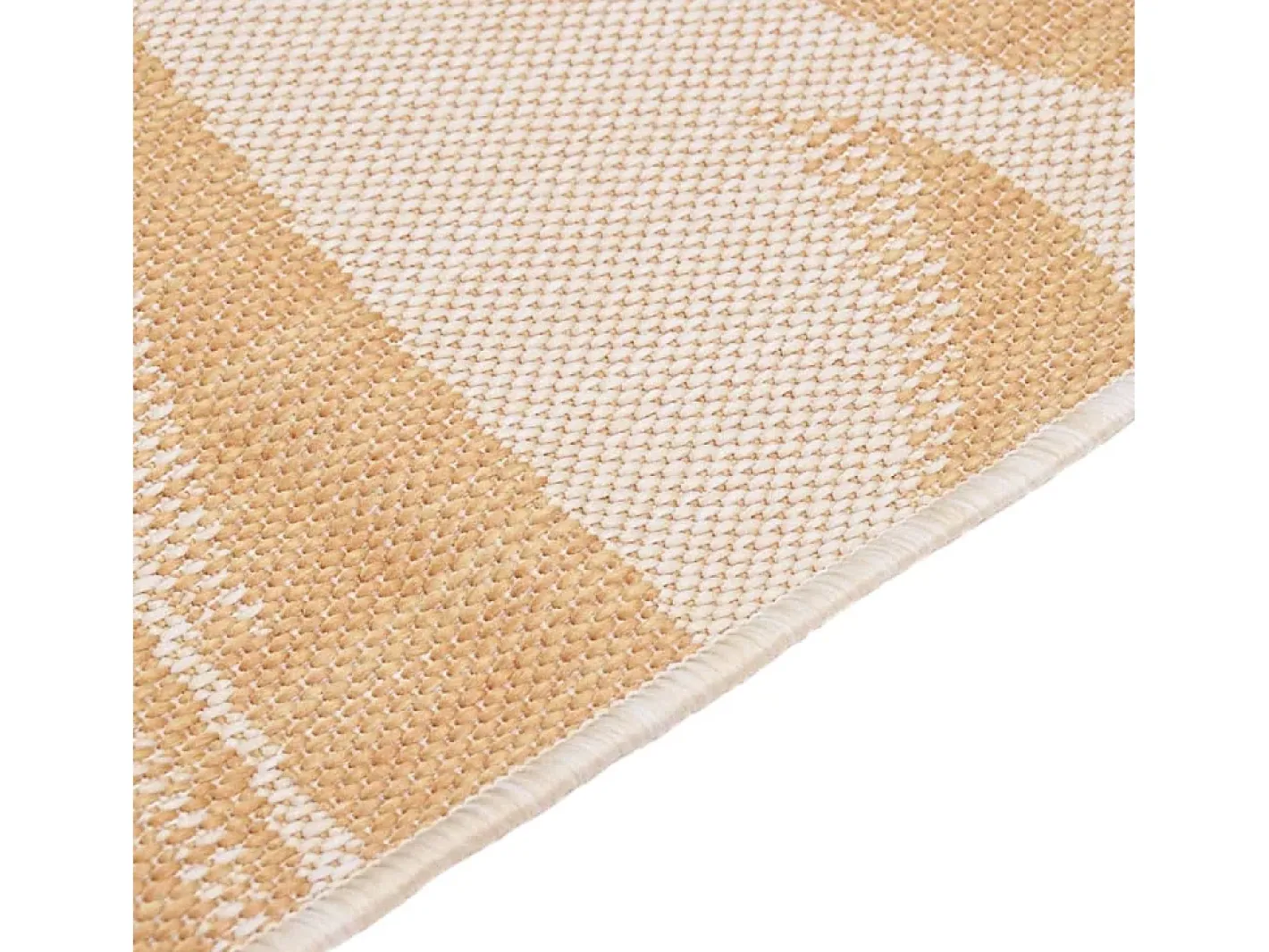 Alfombra de exterior de tejido plano con estampado de hojas de 80 x 250 cm Amarillo Outlet